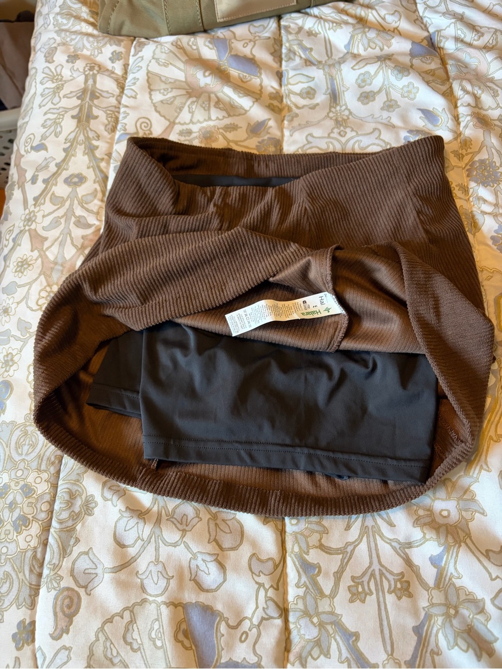Brown Ribbed Mini Skort - Picture 5 of 5